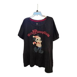 Disney Parks Black T-Shirt with Christmas Festive Mickey Mouse